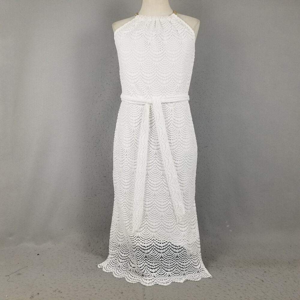 Lilly Pulitzer Bingham Lace Crochet Midi White Dress Womens Medium